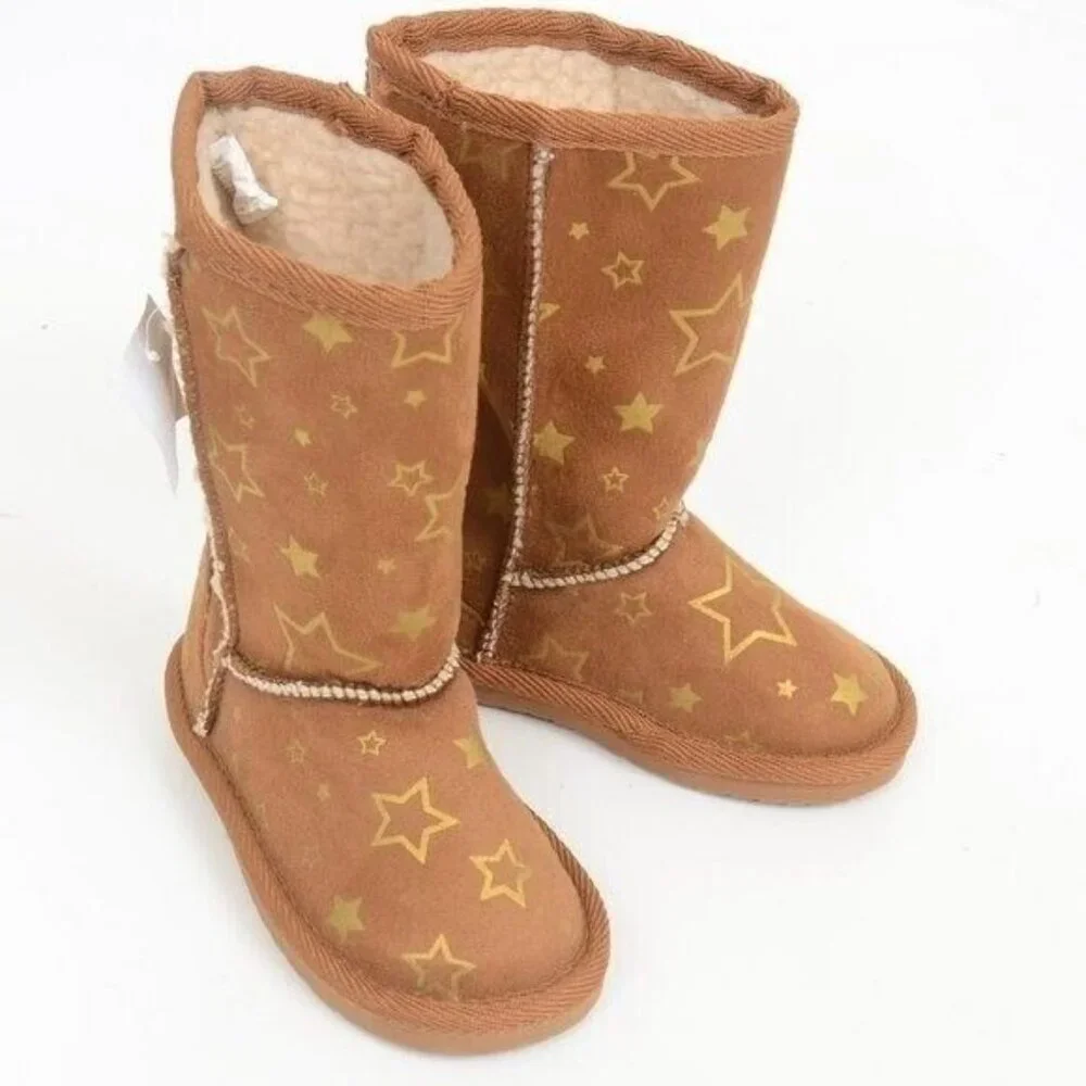 Airwalk Cognac Girls' Emma Star Cozy‎ Toddler Shearling Boot Size 6 Warm Winter